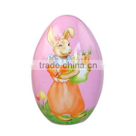 2016 cute egg shape metal candy tin box easter gift tin can