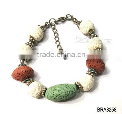 Braided handmade lava stone bracelet