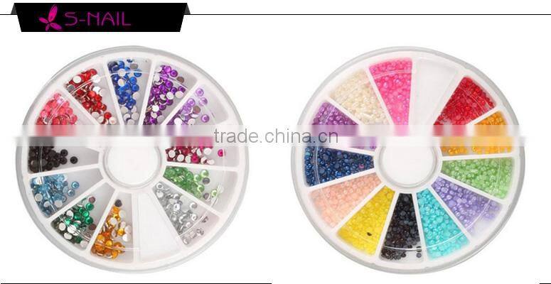 Hot sell 12 colors nail art caviar glitter rhinestone wheel