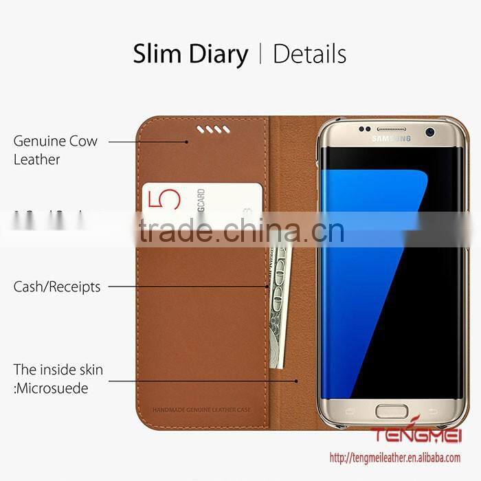 genuine leather wallet for samsung galaxy s7 edge case with two card slot for galaxy s7 edge case