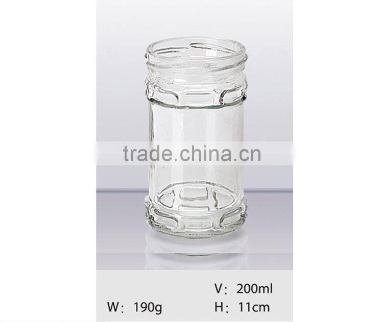 200ml wholesale high quality clear glass jars for strawberry jam