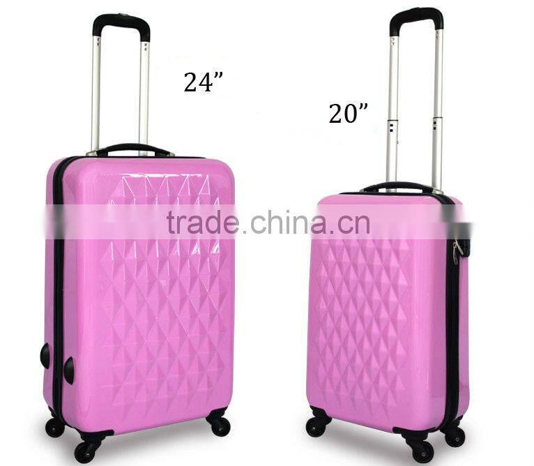 2014 china alibaba colorful elegance abs/pc hardcase trolley bag luggage with four all-round wheels