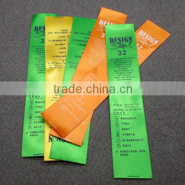 Colorful Glossy Satin Tape Labels for Shirt