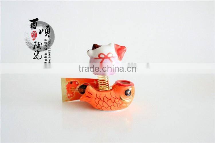 golden fish base ceramic lucky cat for car decoration Colors to choose fortune cat