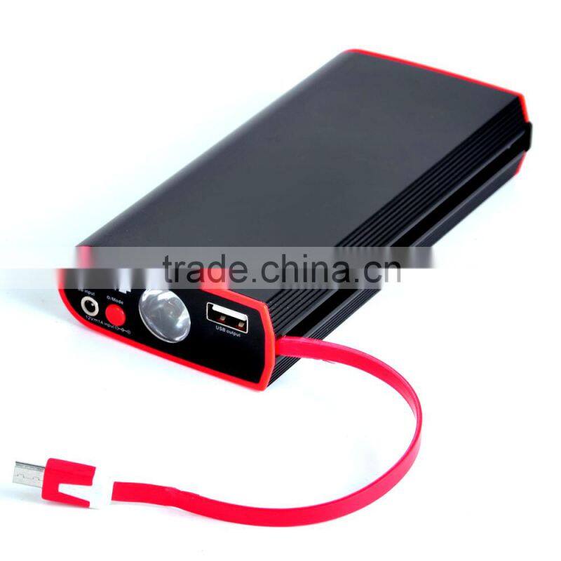 12V Portable Car Jump Starter with Power Bank with Internal Usb Phone Charge Cable