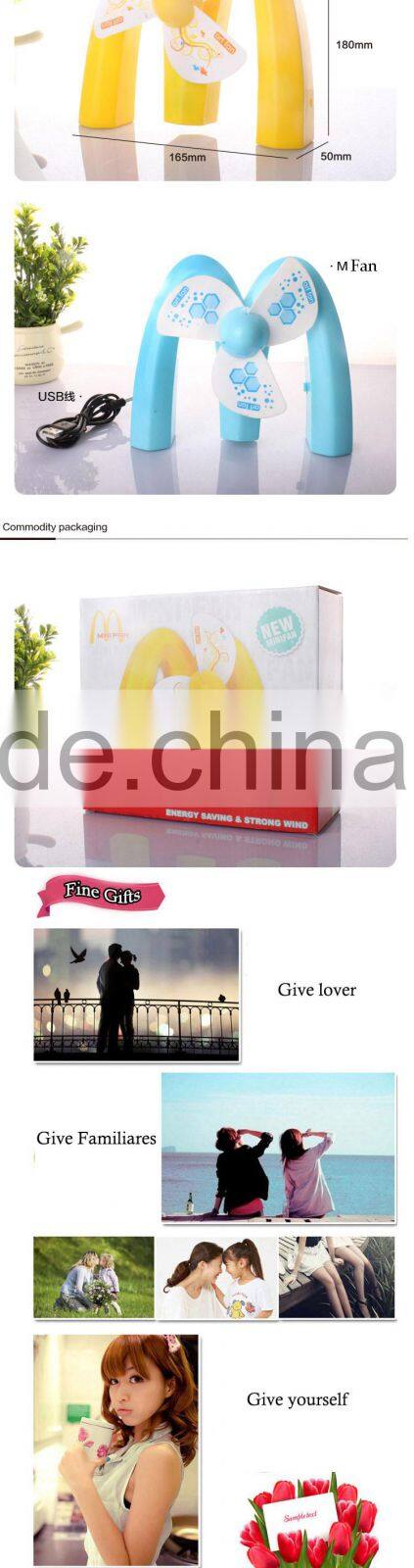 New design M shape usb mini battery charger electric table fan toys for kids