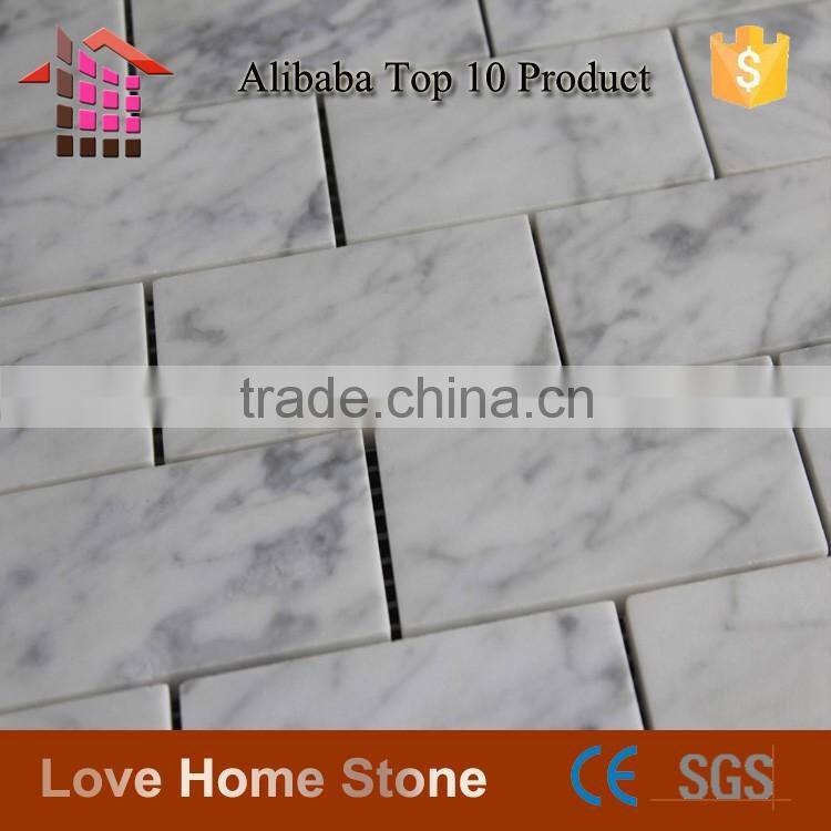Carrara Marble Italian White Bianco Carrera Brick Mosaic Wall Tile For Subway