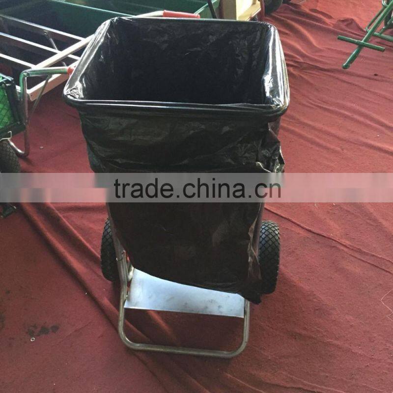 Garden rubbish cart with plastic bag