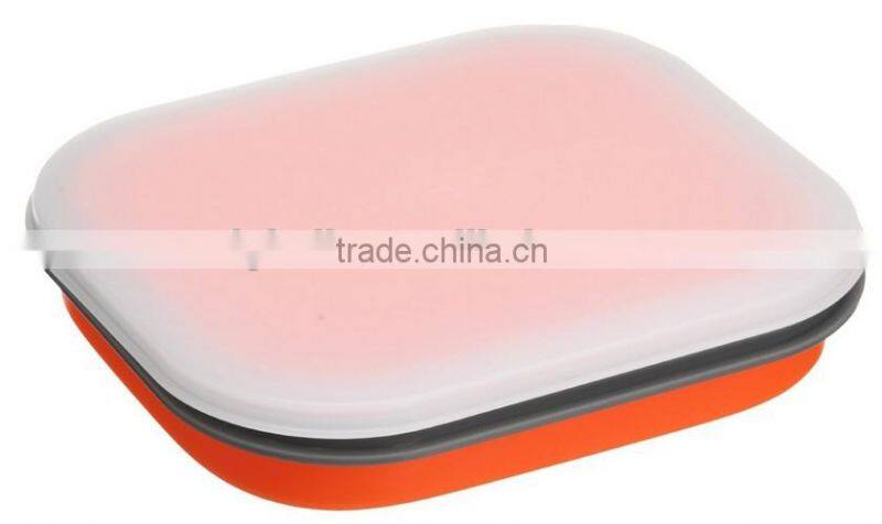 Silicone Collapsible Medium Snack Box, Snack Container, Food Container - Orange