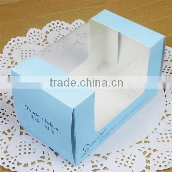 Decorative 6 Cupcake Kraft Box with Window and Inserts for Food Wholesale Cheap