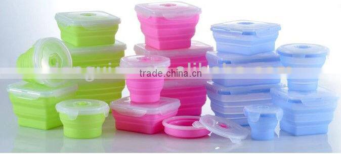 2013 hot selling food grade silicone collapsible hot case lunch box