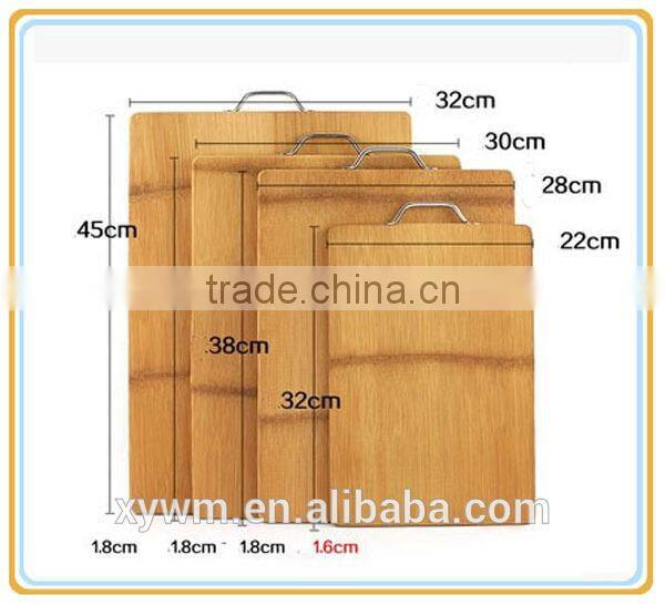 Organic Basic Traditional Easy Carry Hang Stainless Steel Handle Kitchen Butcher Bamboo Cutting Board Chopping Block