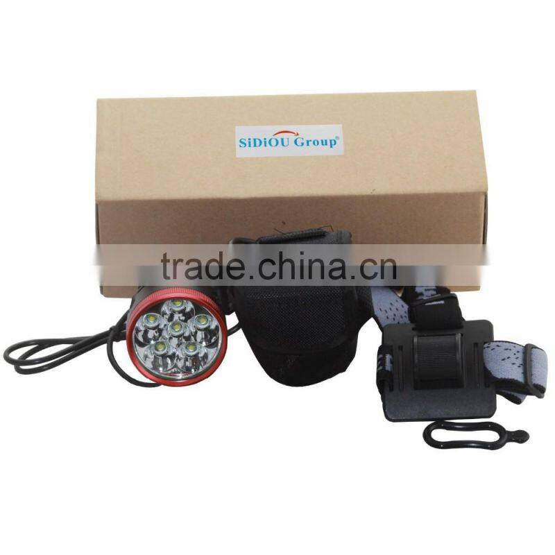 2 In 1 High Brightness 6 x XM-L T6 LED 3 Modes Bike Light Bicycle Front Lamp Headlight Headlamp + Battery Pack + Charger