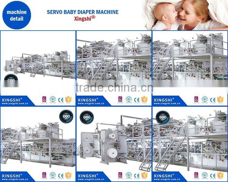 Full-Servo high speed elastic wings sleepy ultra thin baby diaper making Machine China manufacturer