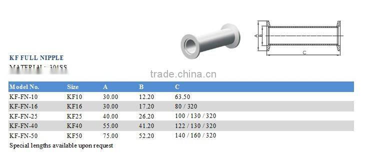 KF16, L=80mm stainless steel vacuum full nipple