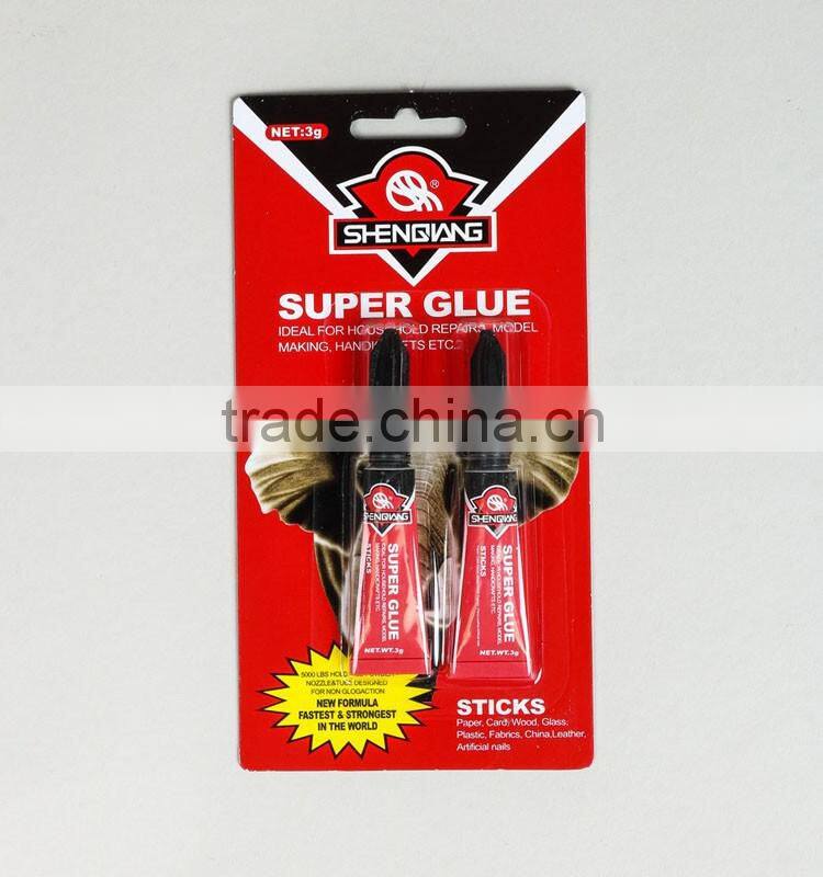 Super glue in aluminium tube 2pcs with blister card,Cyanoacrylate adhesive super glue