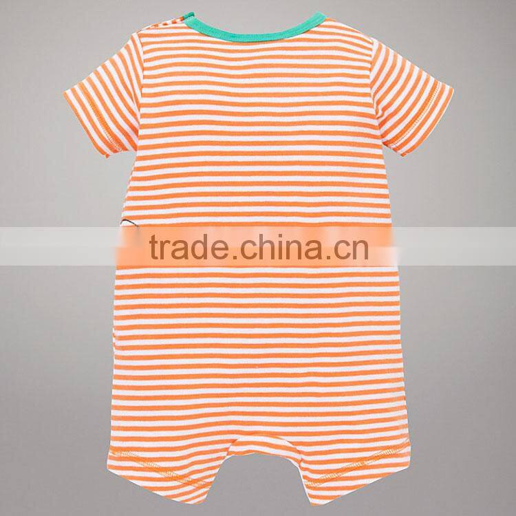 china wholesale orange color striped baby animal print rompers
