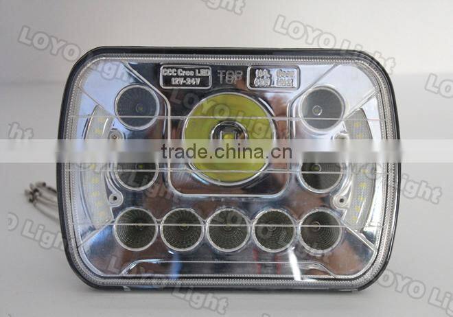 Newest!!! square 7 inch led headlight for truck, tractor with angel eyes 45W 5x7 led headlight