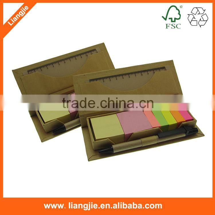 sticky memo pad with box,combin sticky notes ,plastic ruler sticky notepad