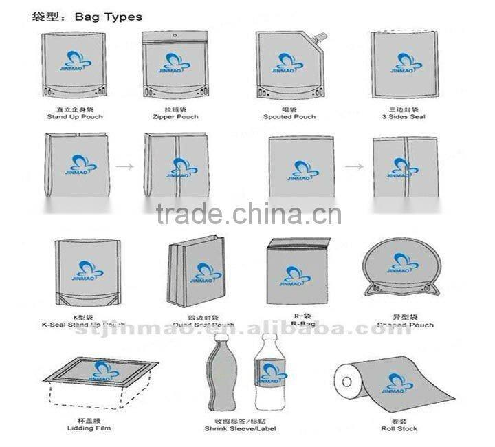 Custom printed coffee packaging bags film in roll