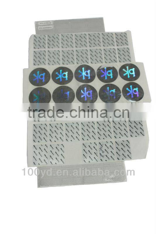 2013 colorful lasering anti-counterfeiting removable stickers printing