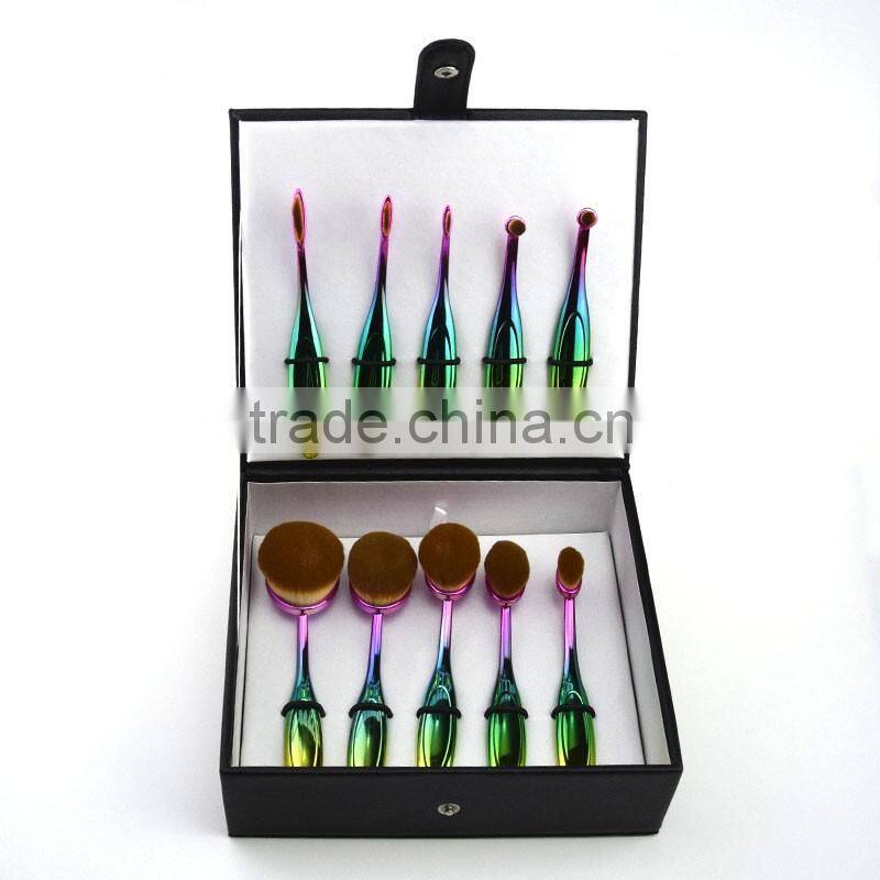 7 pieces gradient colorful color makeup brushes synthetic make-up brush for face painting