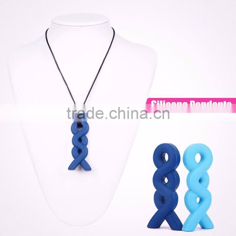 2017 fashion silicone twist pendant jewelry