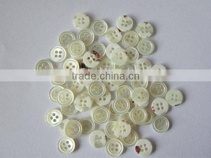 bleached 4 holes white trocas shell buttons with rim