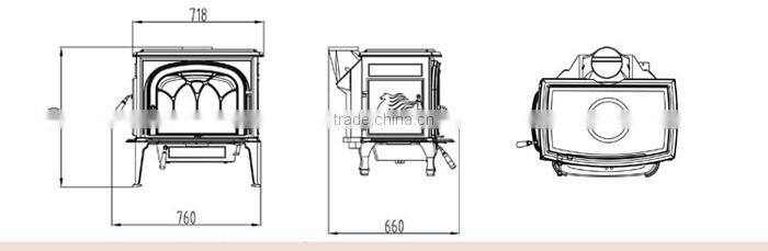Big Size Indoor Freestanding Enamel Fireplace/wood burning stove for Home heating DHF737