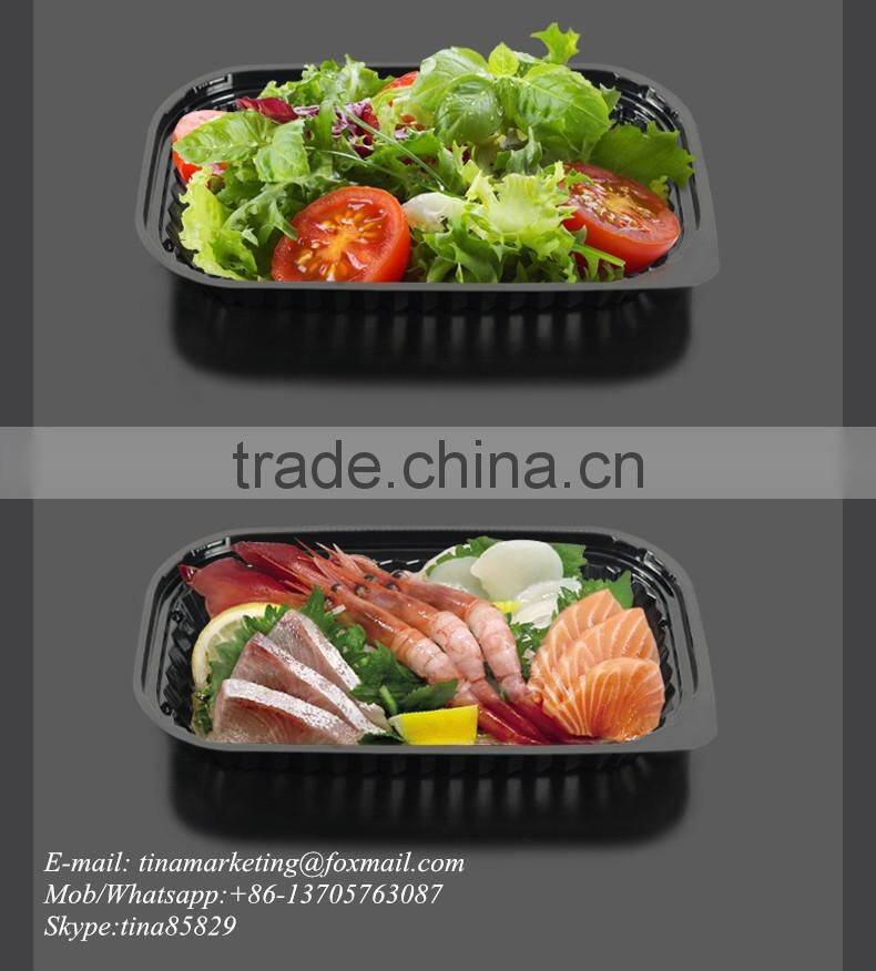 PS Black Base BOPS Clear Lid Plastic Take Out Food Container Box for Sushi,Salad,Fruit,Vegetable,Dessert,Cold dish Packaging
