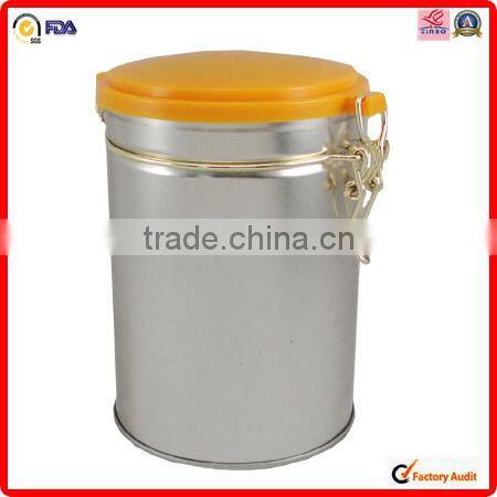 silver printing metal customed coffee tin can with throat cap