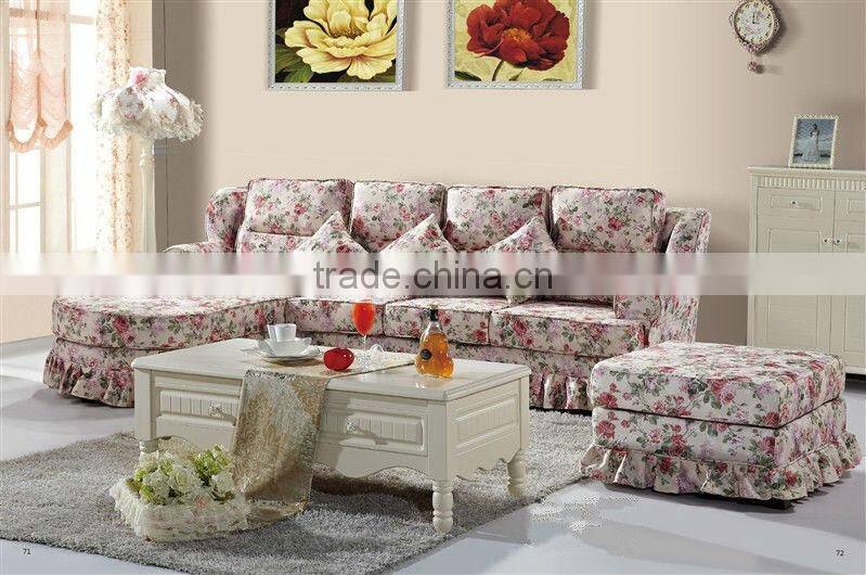 Korea Style Slipcovers Living Room L Shape Fabric Sofa,Country Style Corner Sofa Set, Graceful Living Room Sectional Sofa Set