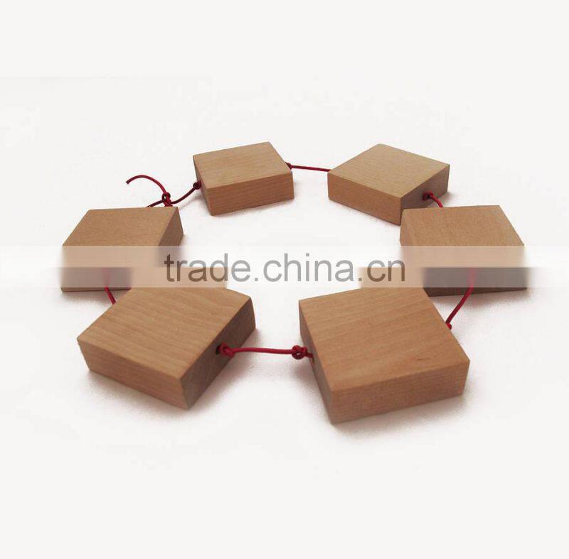 Solid Wood Original Bare Stepping Blocks Trivet Oak Placemat Bunch with Rope