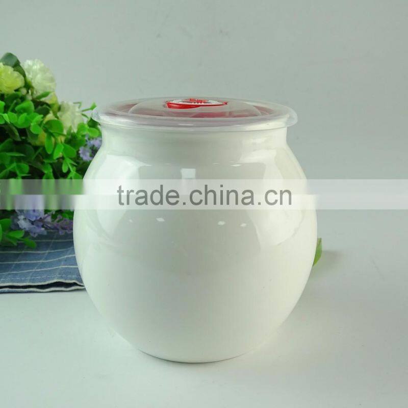 White Chinese style home ceramic salt & sugar pot with lid, flower decal printing
