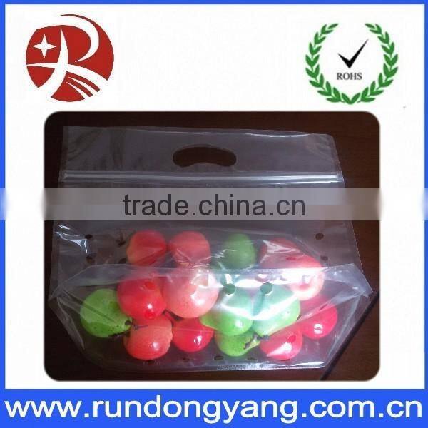 transparent CPP slider zip lock fruit bag with handle and air holes