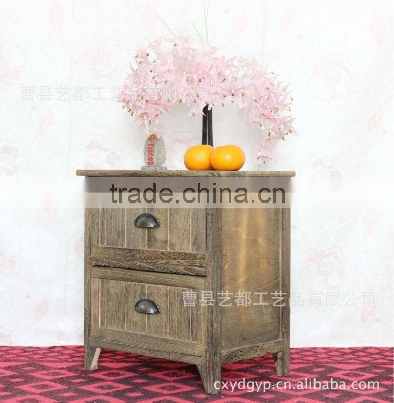 UEnjoy Shabby Chic Pair of Bedside Table Unit Wooden Cabinet 2 Drawers Nightstand Bedroom