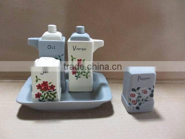 ceramic kitchen oil vinegar salt pepper bottle
