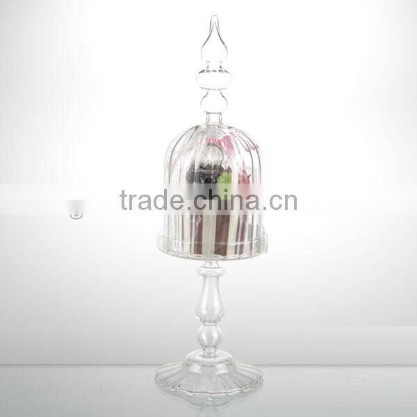 top grade high temperature resistance cake dome set glass cover with glass pedestal