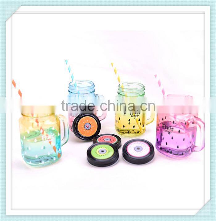 500ml maison glass bottle with metal hole in the centre for straw