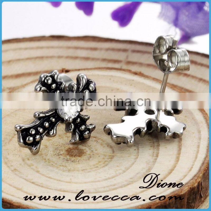 New ! Factory wholesale Surgical grade stainless steel cross earrings for men
