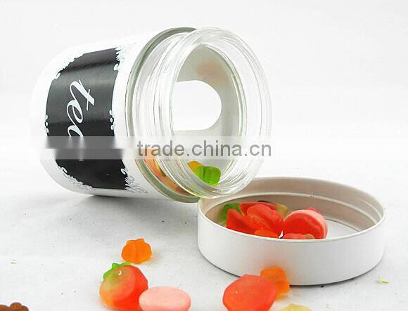 white coating glass sealed jar for candy