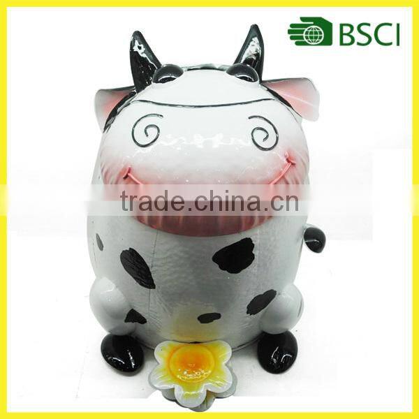 Cheap selling special desig garden decoration cow trash bin for home decor