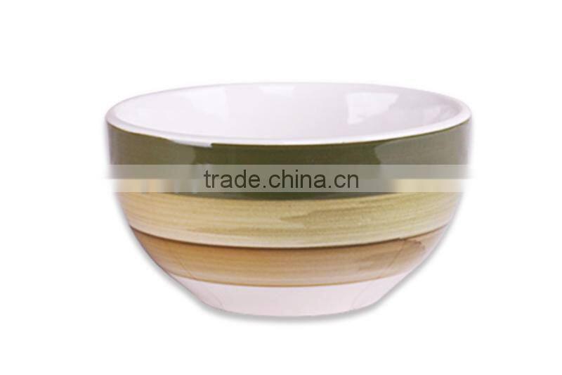Factory price with high quality green decal hand painting stoneware bowl ceramic hot selling
