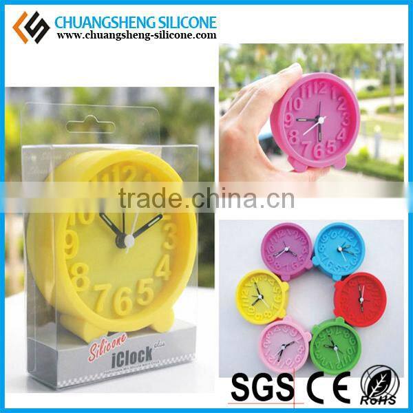 Round shaped digital alarm clock, promotional silicone clocks, smart table clock