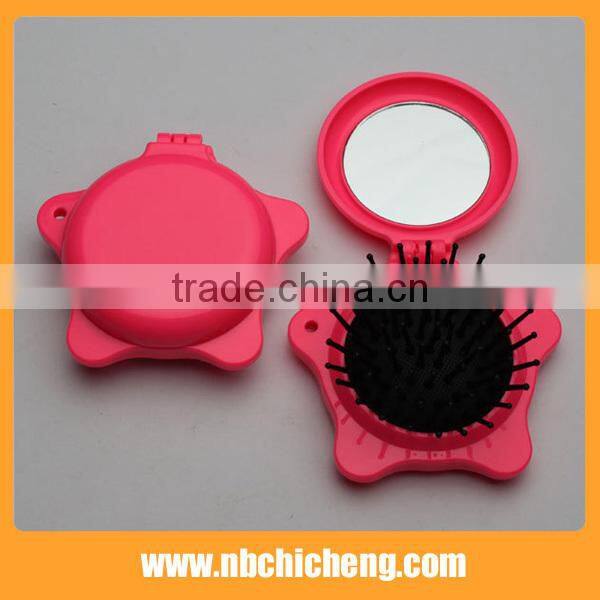 High Quality Mini Star Shape Folding Head Massage Comb Folding Hair Comb With Mirror