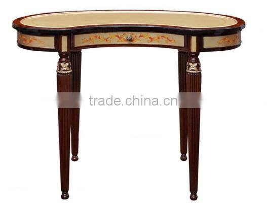 New Arrival Elegant Classic French Rococo Floral Painted Golden Vanity Dressing Table for Noble House BF12-05254b