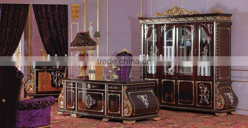 Luxury European Style Executive Office Desk;Antique,Carved Wooden Office Table set,Classical Office Furniture,Desks (BG600040)