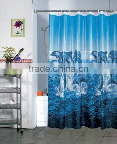 Dolphin print PEVA shower curtain and bath accessory