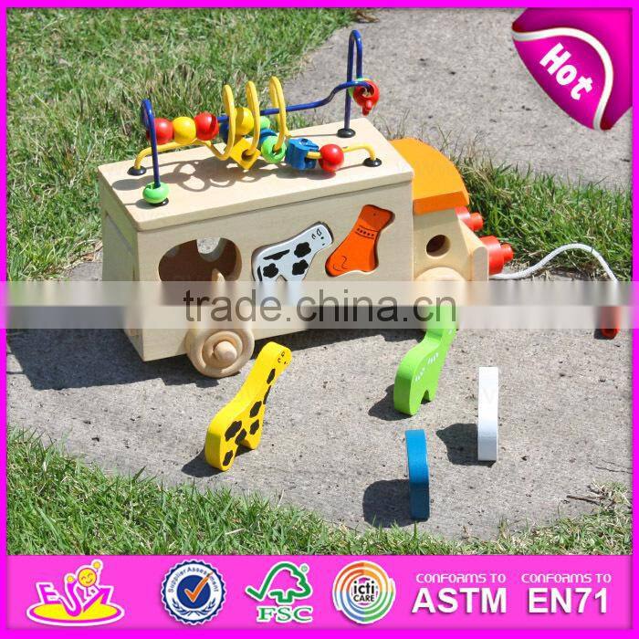 2015 Multifunction wooden pull and push toy for kids,Lovely wooden toy pull for children,Hot sale wooden baby car toy W05B074-A1