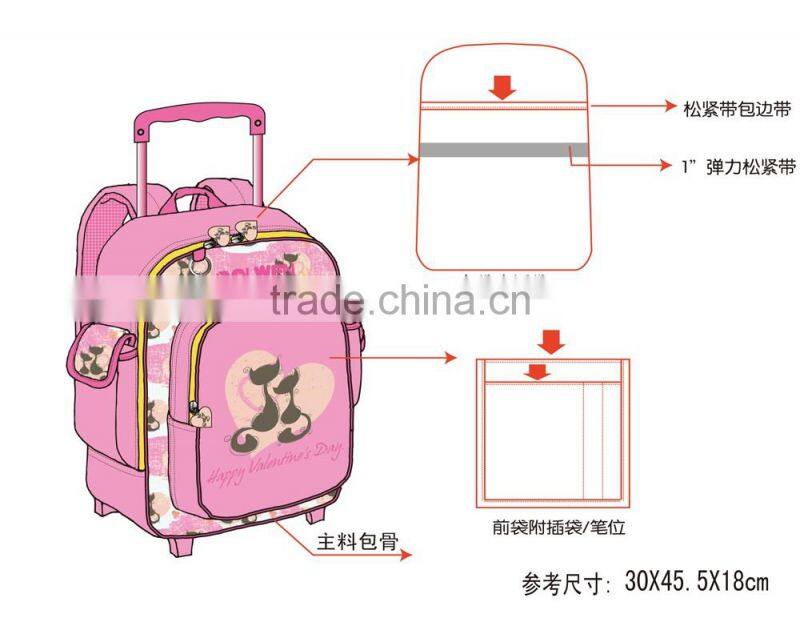 Customized trolley students bag for primary school bag